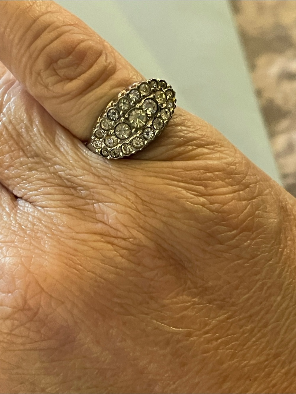 Silver Crystal Oval Cluster Ring - Women Jewelry size 5